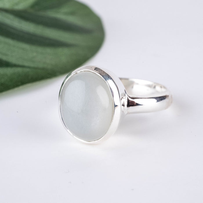 White Moonstone Ring 13x11mm Size 7mm - InnerVision Crystals