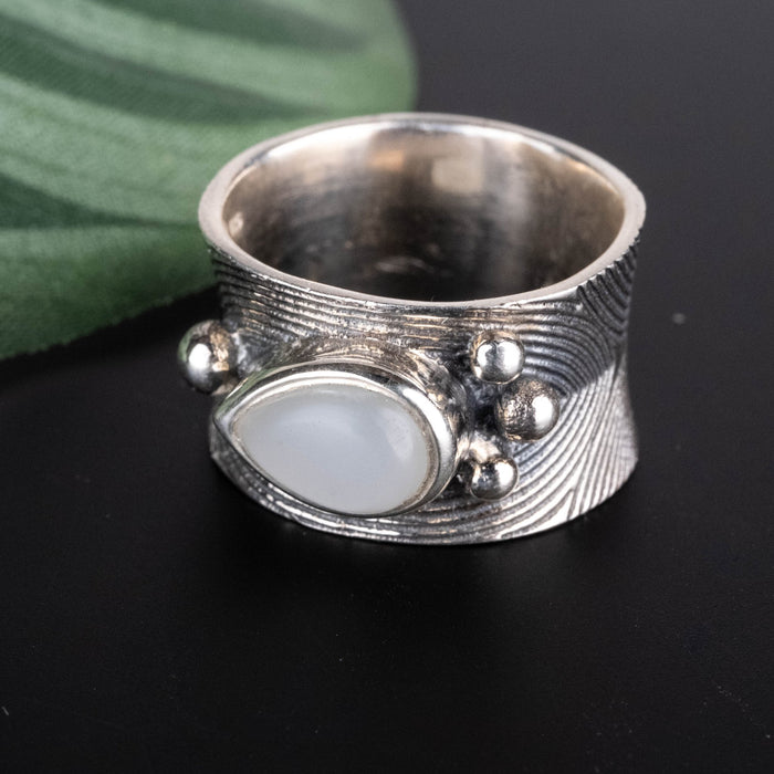 White Moonstone Ring 8x6mm Size 6 - InnerVision Crystals